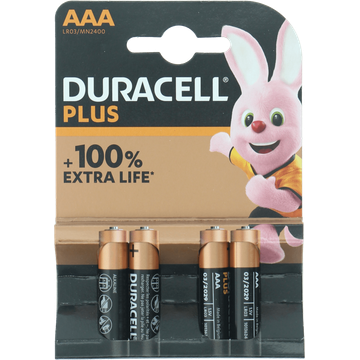 Duracell Alkaline Plus AAA 4 Stuks - JUMBO