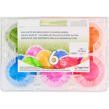 Egga Food Gekookte en Gekleurde Scharreleieren 6 Stuks - JUMBO