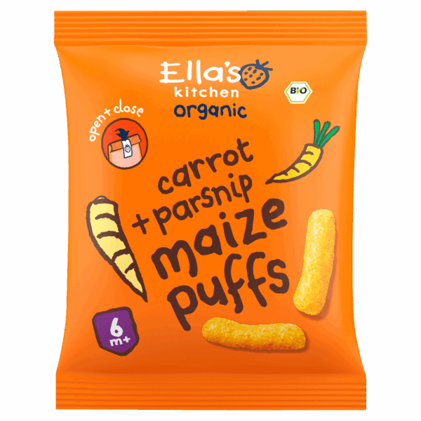 Ella's Kitchen 6+ Maize puffs carrot parsnip - PLUS