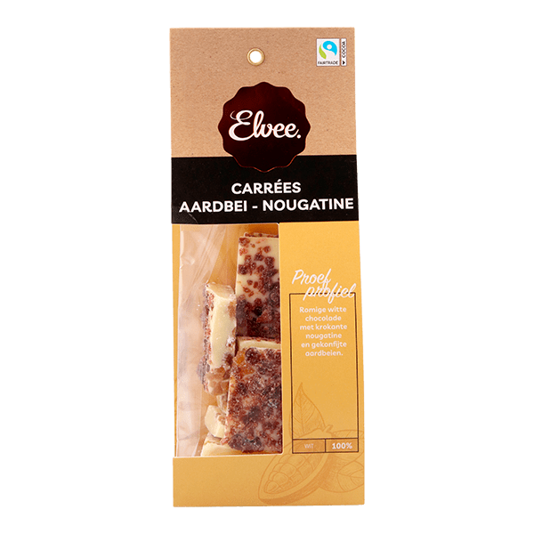 Elvee Carrees aardbei nougatine - PLUS