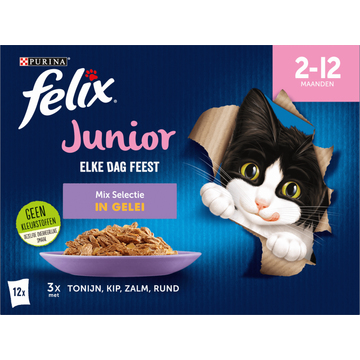FELIX® Elke Dag Feest Junior Mix Selectie in Gelei Kattenvoer - JUMBO