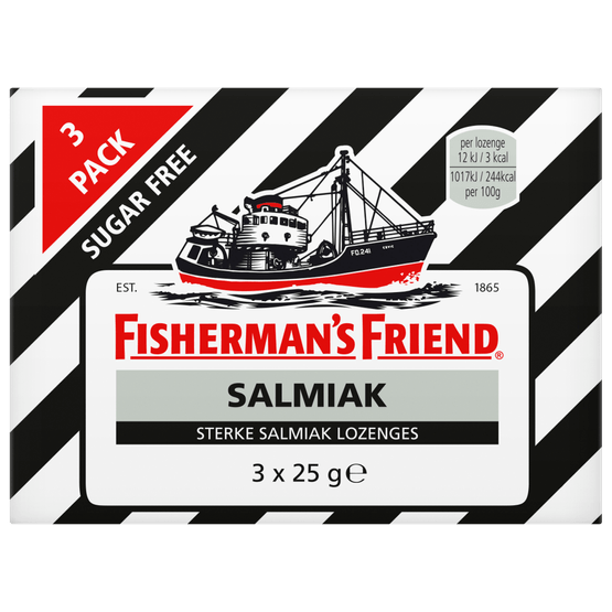 Fisherman's Friend Salmiak suikervrij 3 pack - Dirk