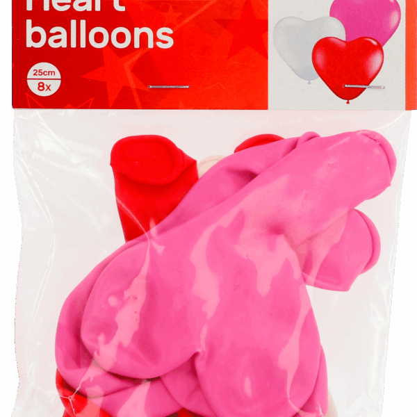 Folat Hartballonnen - 25 cm - 8 stuks - PLUS