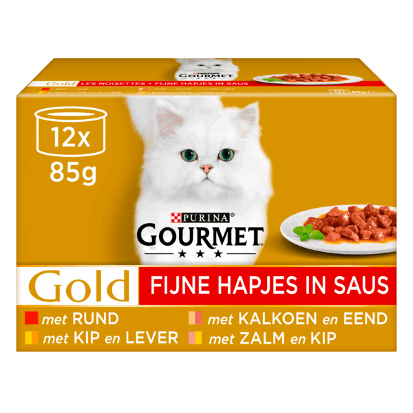 Gourmet Gold Fijne Hapjes Kattenvoer Vis/Vlees - PLUS