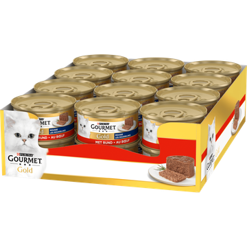 Gourmet Gold Mousse Kattenvoer nat met Rund - JUMBO
