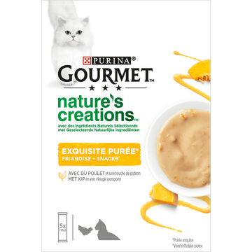 Gourmet Nature's Creations Puree Kattensnacks met Kip en Pompoen - JUMBO