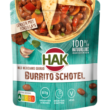 HAK mild Mexicaans gekruid Burrito schotel met kidneybonen