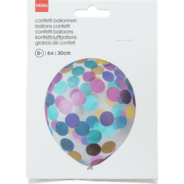 HEMA Confetti Ballonnen 30 cm 6 Stuks - JUMBO
