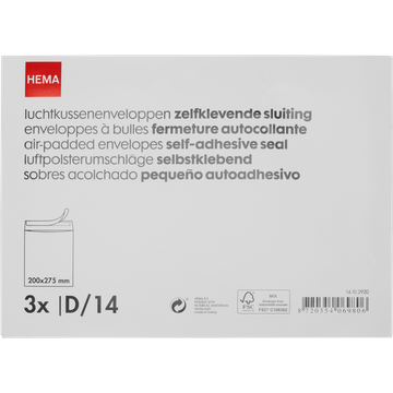 HEMA Luchtkussenenveloppen Zelfklevende Sluiting 3 Stuks 200 x 275 mm Zak - JUMBO