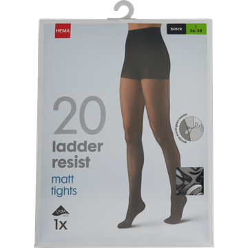 HEMA Panty Ladder Resistent 20 Denier Zwart Maat 36/38 - JUMBO