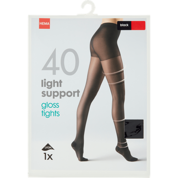 HEMA Panty Licht Ondersteunend Gloss Tights - 40 Denier Black Maat 48/52 - JUMBO