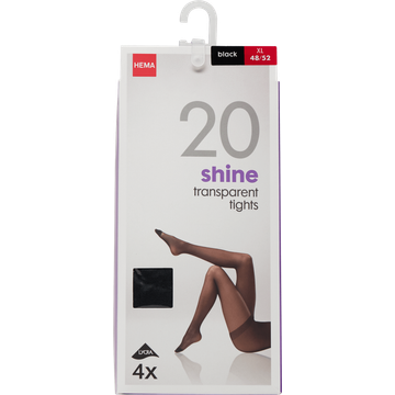 HEMA Panty Shine Transparent 20 Denier Zwart Maat XL 48/52 - JUMBO