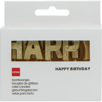 HEMA Taartkaarsjes Happy Birthday Goud - JUMBO