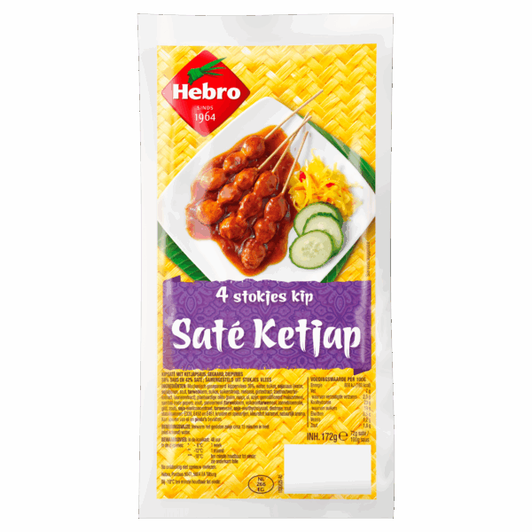 Hebro 4 Stokjes Kip Saté Ketjap - PLUS