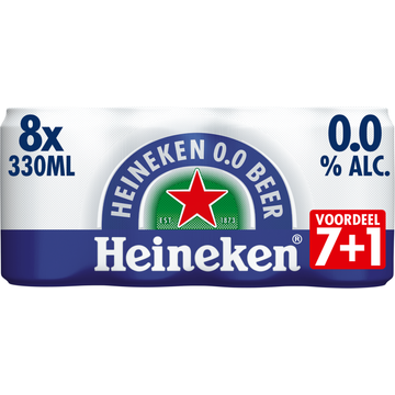 Heineken Premium Pilsener 0.0 Bier Blik 7+1 x 330ml - JUMBO