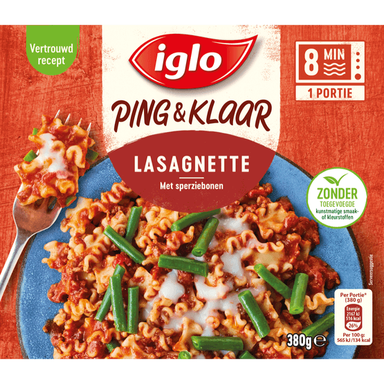 Iglo Lasagnette ping & klaar met sperziebonen - Dirk