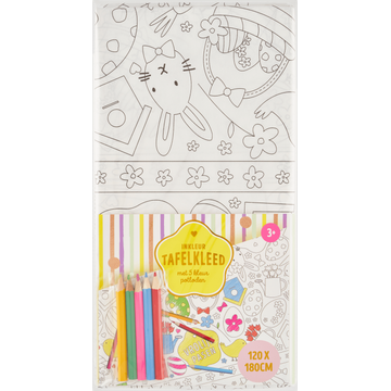 Inkleur Tafelkleed met 5 Kleur Potloden 3+ Jaar - JUMBO