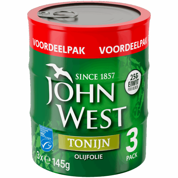John West Tonijnstukken in olijfolie MSC 3 pack - PLUS