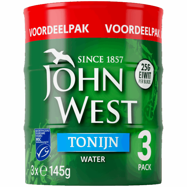 John West Tonijnstukken in water MSC 3 pack - PLUS