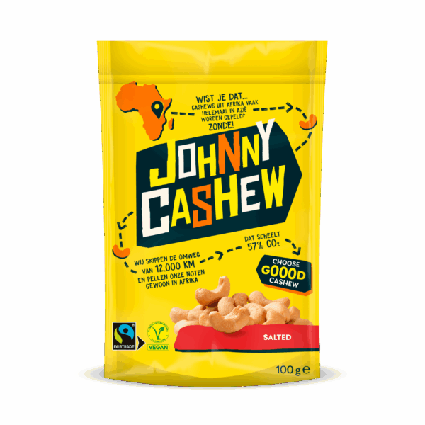 Johnny Cashew Gebrand Gezouten 100g - PLUS