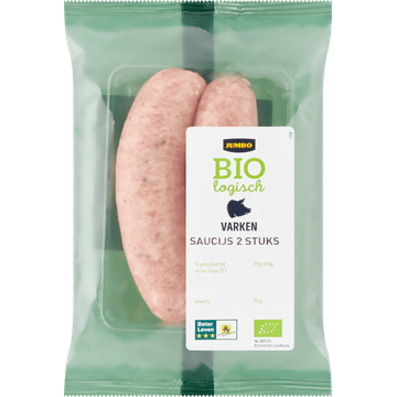 Jumbo Biologisch Varken Saucijs 2 Stuks - JUMBO