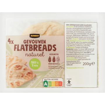 Jumbo - Gevouwen Flatbreads Naturel - 4 Stuks - JUMBO