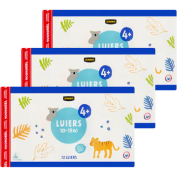 Jumbo Luiers 4+ 10-15 kg 3 x 72 Stuks - Voordeelverpakking - JUMBO