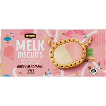 Jumbo Melkbiscuits Aardbeiensmaak 6 Stuks - JUMBO