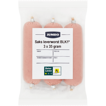 Jumbo Saks Leverworst Kleintjes 3 stuks a 35 g - JUMBO