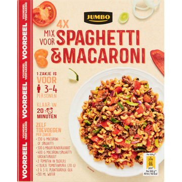 Jumbo Spaghetti & Macaroni Mix 4 x 40 g - Voordeelverpakking - JUMBO