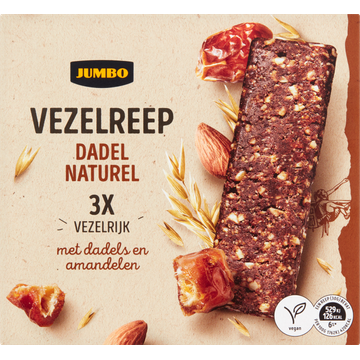 Jumbo Vezelreep Dadel Naturel 3 Stuks - JUMBO