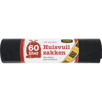 Jumbo Vuilniszakken 60 Liter 15 stuks - JUMBO