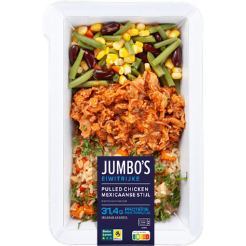 Jumbo's Pulled Chicken Mexicaanse Stijl met Zilvervliesrijst Proteïnerijk - JUMBO