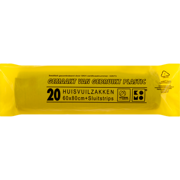 Komo Huisvuilzakken + Sluitstrips 20 Stuks - JUMBO