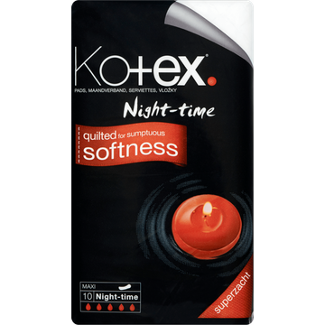 Kotex® Maxi Night-Time Maandverband 10 Stuks - JUMBO