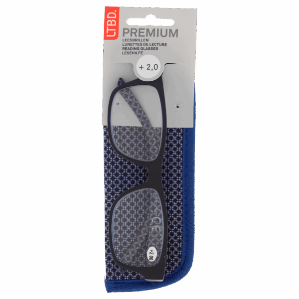 LTBD Premium leesbril blauw etui +2 - PLUS