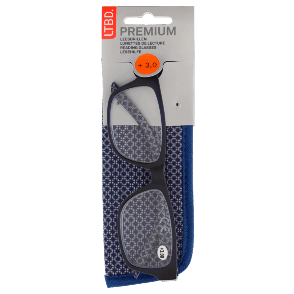 LTBD Premium leesbril blauw etui +3 - PLUS