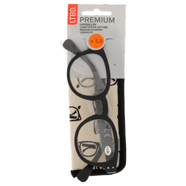 LTBD Premium leesbril zwart etui +3 - PLUS