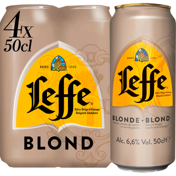 Leffe - Blond Belgisch Abdijbier - Blik - 4 x 500ML - JUMBO