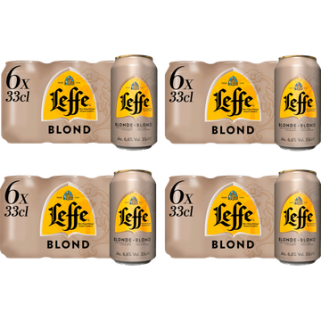 Leffe - Blond Belgisch Abdijbier - Blik - 4 x 6 x 330ML - JUMBO