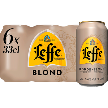 Leffe - Blond Belgisch Abdijbier - Blik - 6 x 330ML - JUMBO
