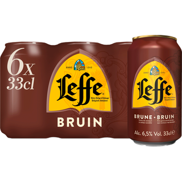 Leffe - Bruin Belgisch Abdijbier - Blik - 6 x 330ML - JUMBO