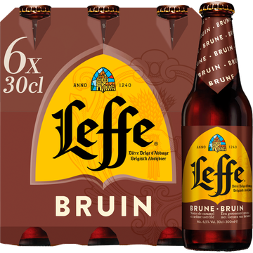 Leffe - Bruin Belgisch Abdijbier - Fles - 6 x 300ML - JUMBO