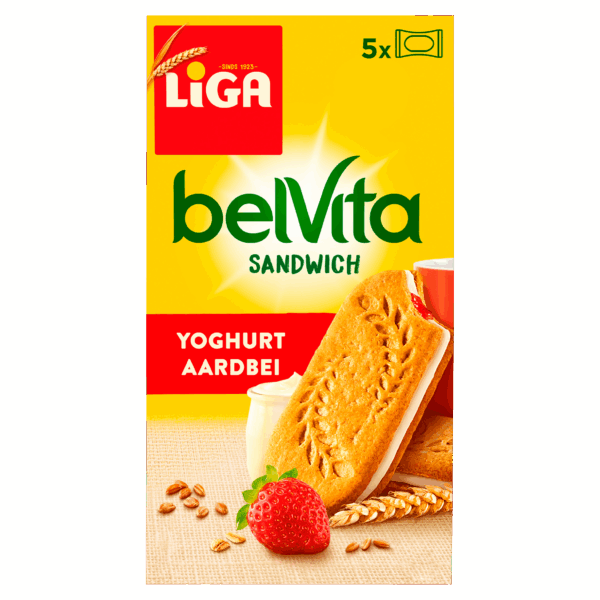 Liga BelVita koek sandwich yoghurt aardbei - PLUS