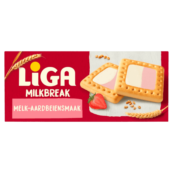 Liga Milkbreak koekjes melk aardbei - PLUS