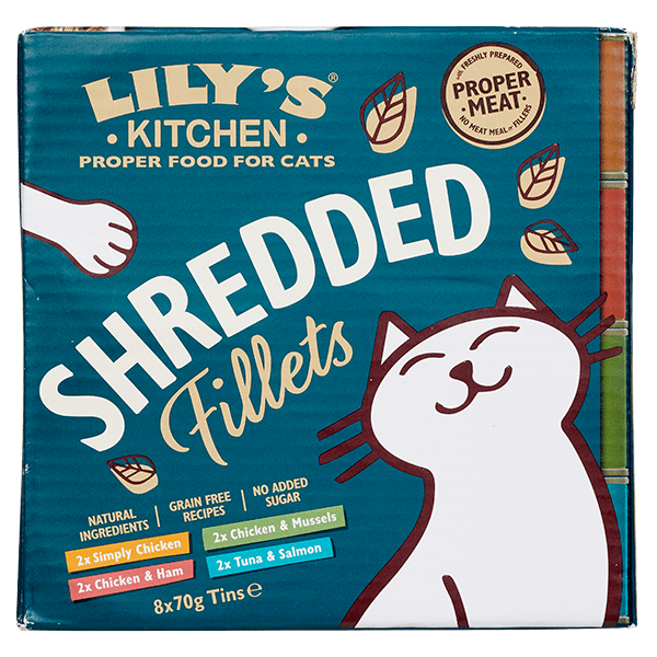 Lily's Kitchen Cat Shredded Filets Chkn/Salmon blik - PLUS