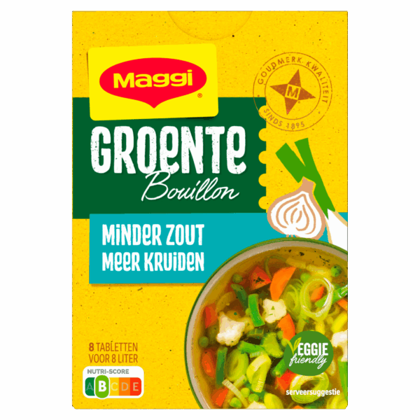 Maggi Bouillon Groente Minder Zout - 8 Blokjes - PLUS