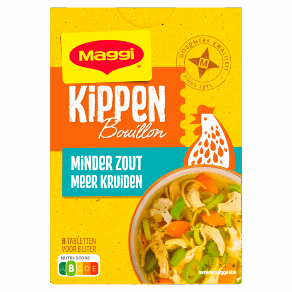 Maggi Bouillon kip minder zout 8 blokjes - PLUS