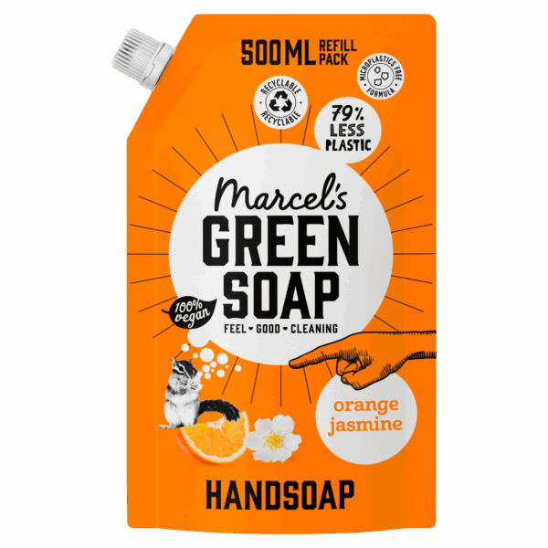 Marcel's Green Soap Handzeep Sinaasappel & Jasmijn navul - PLUS