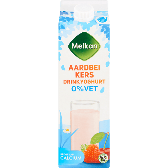 Melkan Zuiveldrink aardbei-kers 0% vet - Dirk